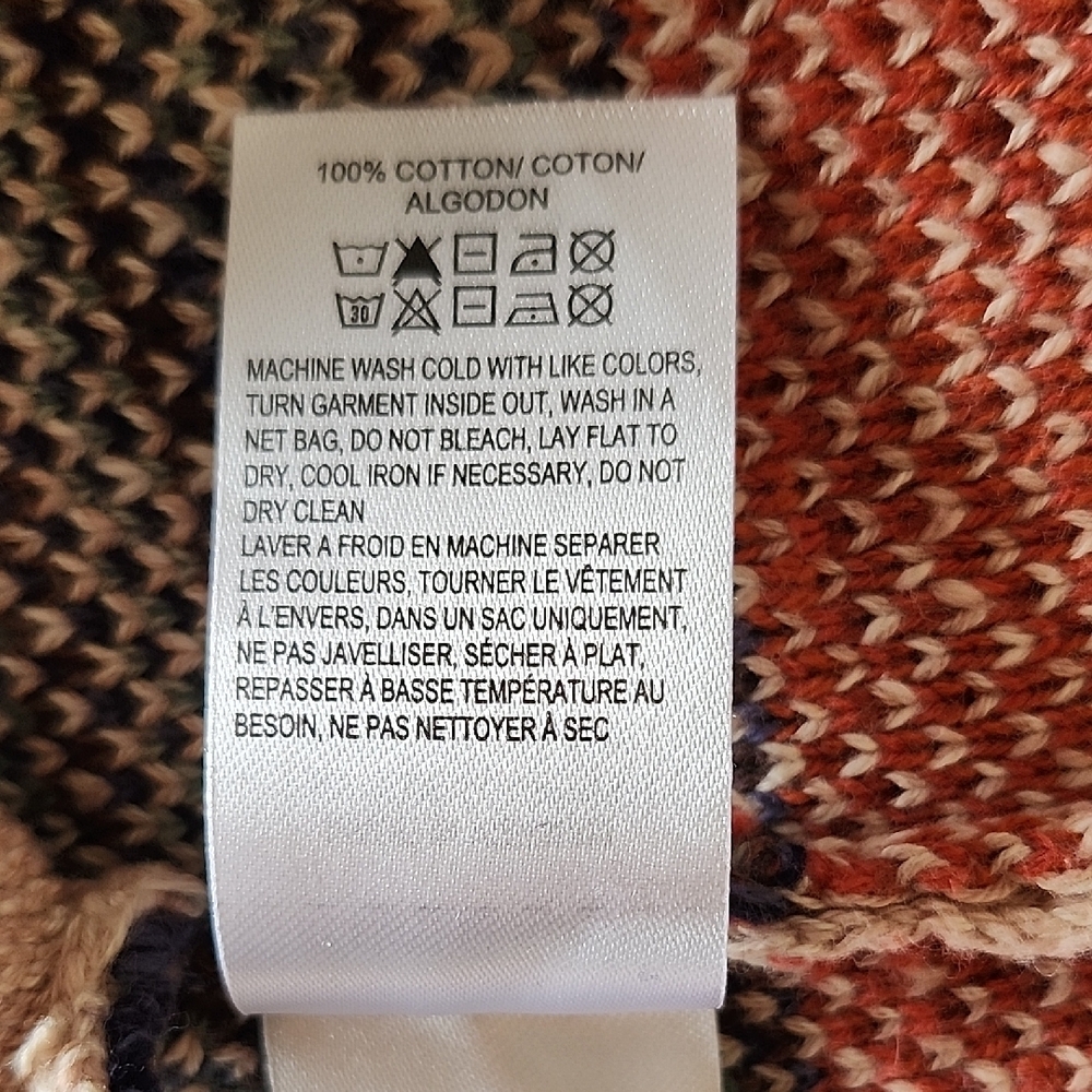 Lucky Brand Aztec Southwestern Oversized Cotton Cardigan Small - Picture 7 of 15